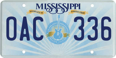 MS license plate OAC336