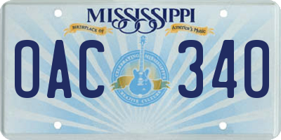MS license plate OAC340