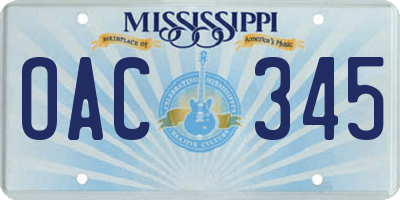 MS license plate OAC345
