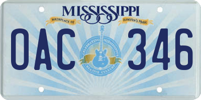 MS license plate OAC346