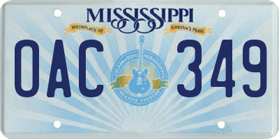 MS license plate OAC349