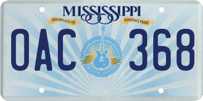 MS license plate OAC368