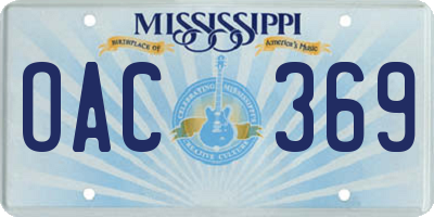 MS license plate OAC369