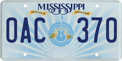 MS license plate OAC370