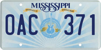 MS license plate OAC371