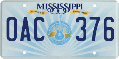 MS license plate OAC376