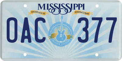 MS license plate OAC377