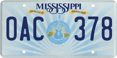 MS license plate OAC378