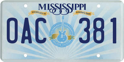 MS license plate OAC381