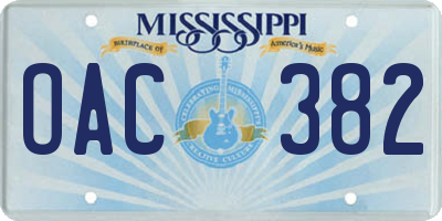 MS license plate OAC382