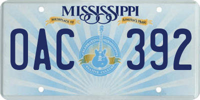 MS license plate OAC392
