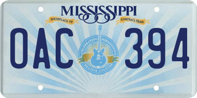 MS license plate OAC394