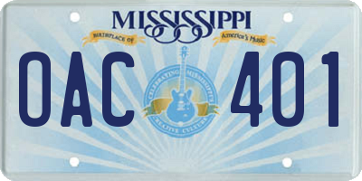 MS license plate OAC401