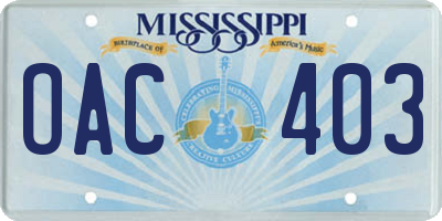 MS license plate OAC403