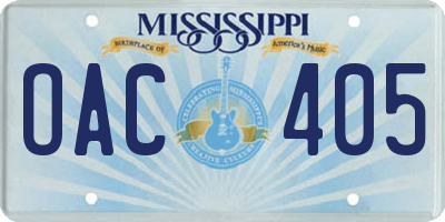 MS license plate OAC405