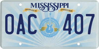 MS license plate OAC407