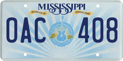 MS license plate OAC408
