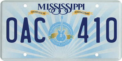 MS license plate OAC410