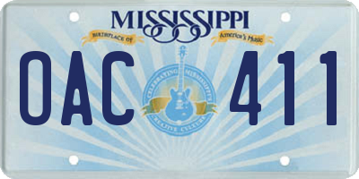 MS license plate OAC411