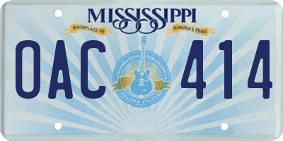 MS license plate OAC414