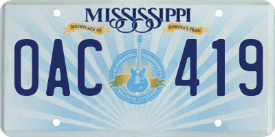 MS license plate OAC419