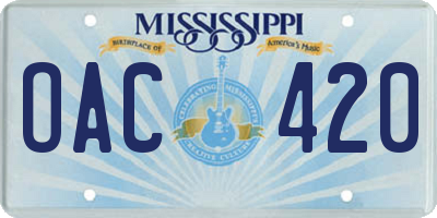 MS license plate OAC420