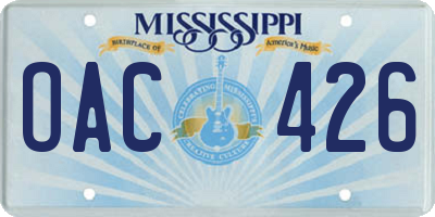 MS license plate OAC426