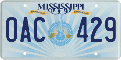 MS license plate OAC429
