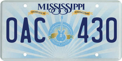 MS license plate OAC430