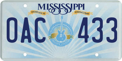 MS license plate OAC433