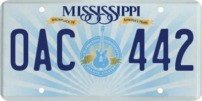 MS license plate OAC442
