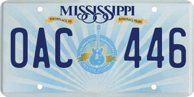 MS license plate OAC446