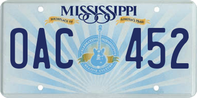 MS license plate OAC452