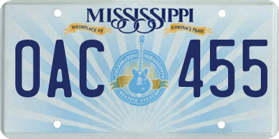 MS license plate OAC455