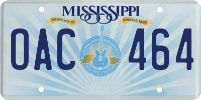 MS license plate OAC464