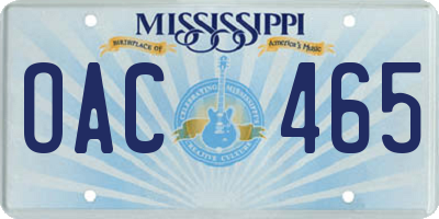 MS license plate OAC465