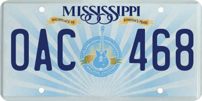 MS license plate OAC468