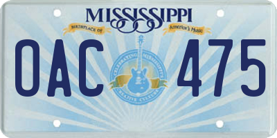 MS license plate OAC475
