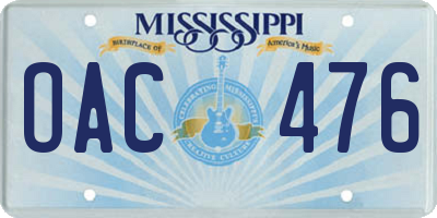 MS license plate OAC476