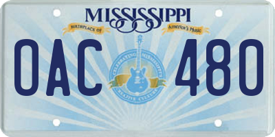 MS license plate OAC480