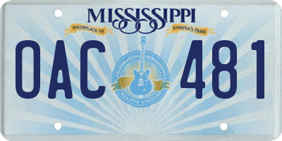 MS license plate OAC481