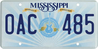 MS license plate OAC485