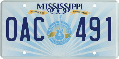 MS license plate OAC491