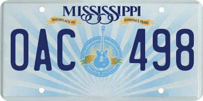 MS license plate OAC498