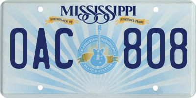 MS license plate OAC808
