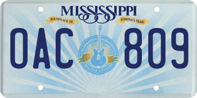 MS license plate OAC809