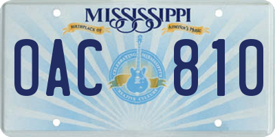 MS license plate OAC810