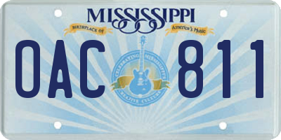 MS license plate OAC811
