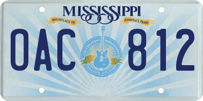 MS license plate OAC812