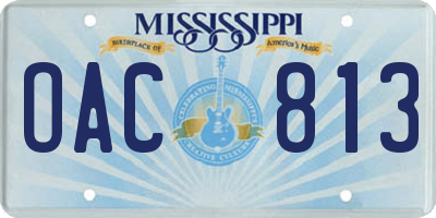 MS license plate OAC813